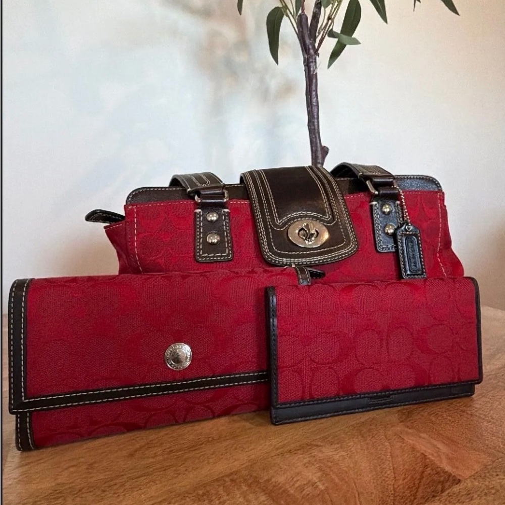 COACH BUNDLE Cherry Red Stachel Bag Set